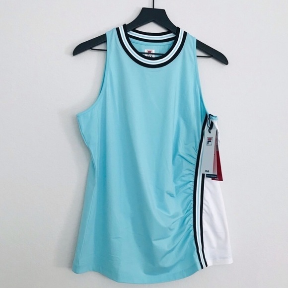 New! Fila Tennis Love Game Full Coverage Aqua Blue  UPF 50+ Tank Top - Picture 1 of 16